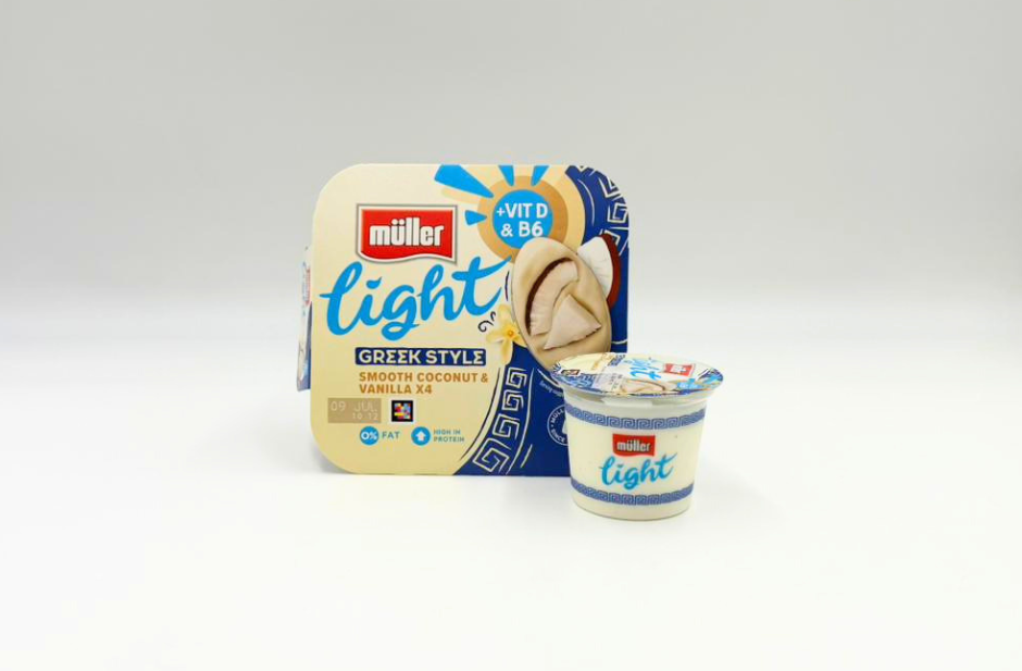 Muller Light Greek Style Smooth Coconut & Vanilla 4x115g