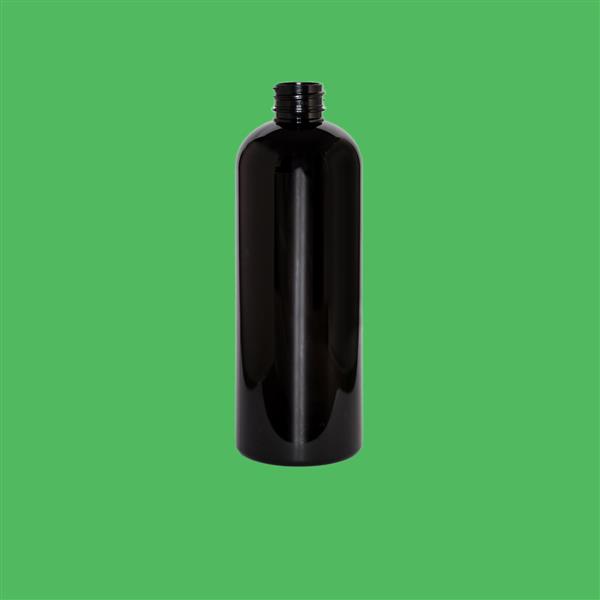 Bottle 500ml Tall Boston Round PET Black 28mm 30% PCR
