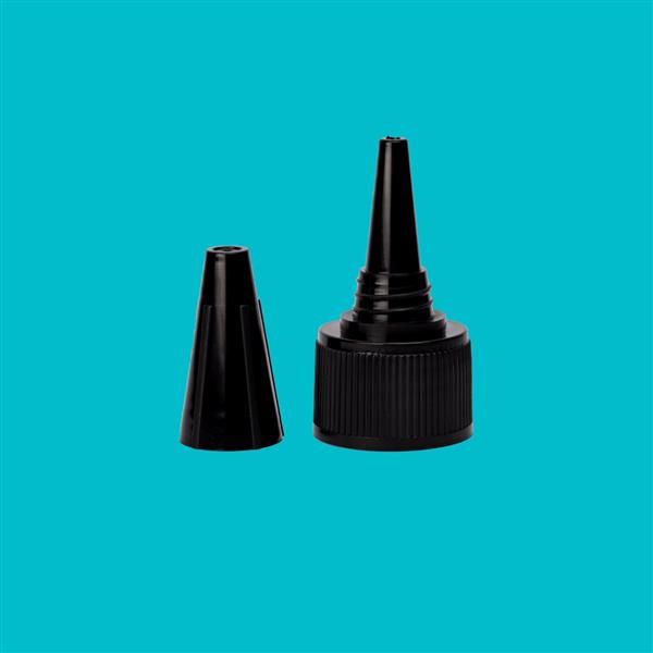 Cap 20mm 410 Two Part Pointed Cap with Over Cap Black